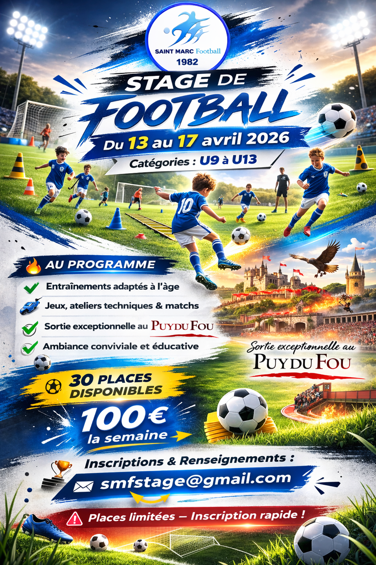 Flyer stage 100% foot du 13 au 17 avril 2026